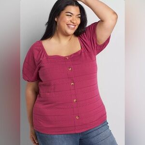 Lane Bryant Festival Fuchsia Button-Front Blouse